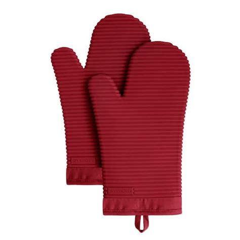 Kitchenaid Ribbed Soft Silicone Smoke Paprika Oven Mitt Set 2 Pack