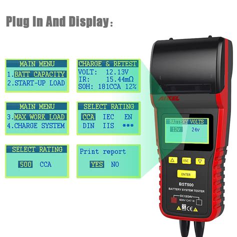 Ancel Bst500 12v 24v Car Battery Tester With Thermal Printer Toyohub