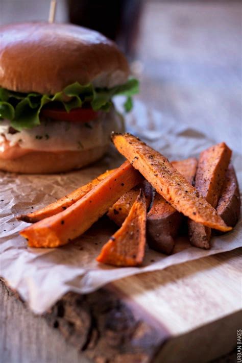 Classic Buttery Burger With Baked Sweet Potato Fries Urban Bakes