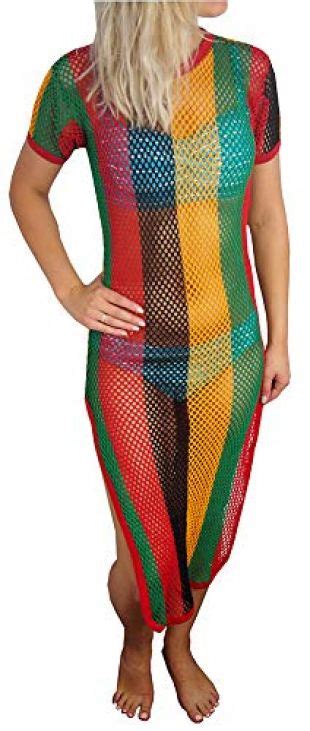 Crystal Crystal Ladies Stripe Strech Rasta Maxi Dress Cover Up Cotton