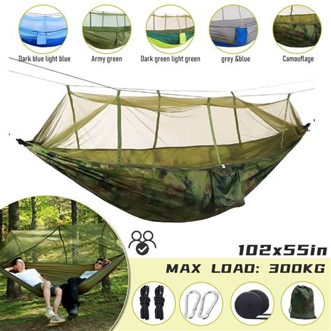 Portable Double 2 Person Camping Hammock Tent W Mosquito Net Awning