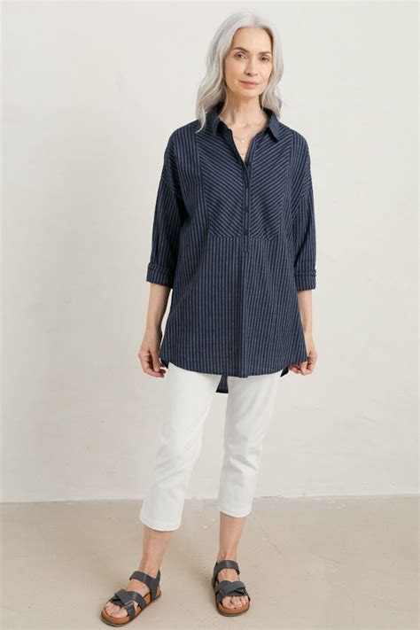 Women Seasalt Cornwall Shirts And Blouses Packet Boat Longline Shirt