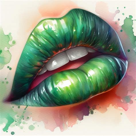 Sensual Green Lips Premium Ai Generated Image