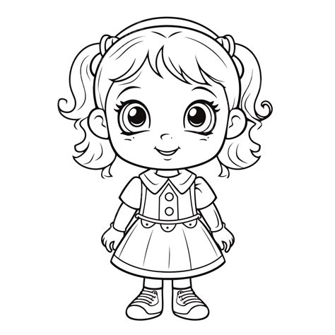 Dibujo De Niña Para Colorear Páginas Esquema Esbozo Vector Png Dibujos