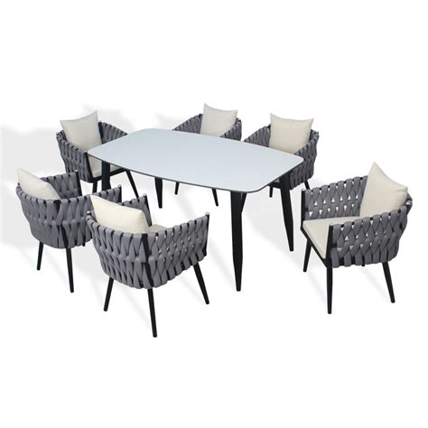 Wholesale Modern Style Hotel Garden Outdoor Dining Table Set Rope