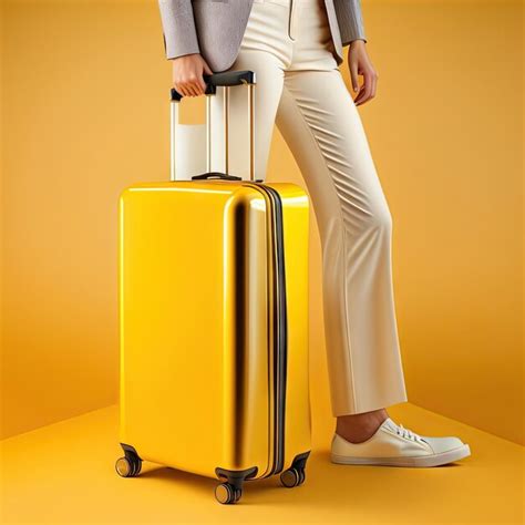 Premium AI Image | Modern yellow suitcase on a yellow background