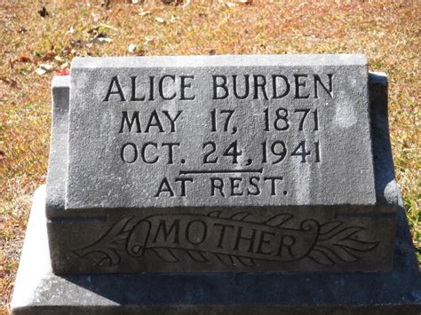 Mary Alice Leathers Burden Find A Grave Memorial