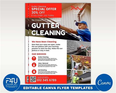 Gutter Cleaning Flyer DIY Canva Gutter Cleaning Flyer Template 2021