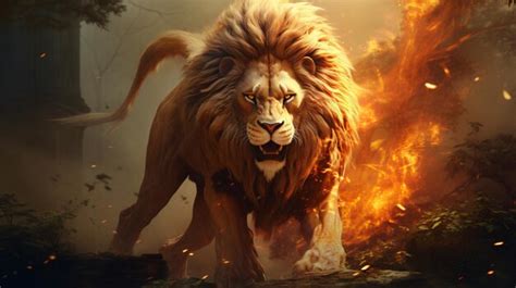 Premium Photo | Fantasy digital art of a lion