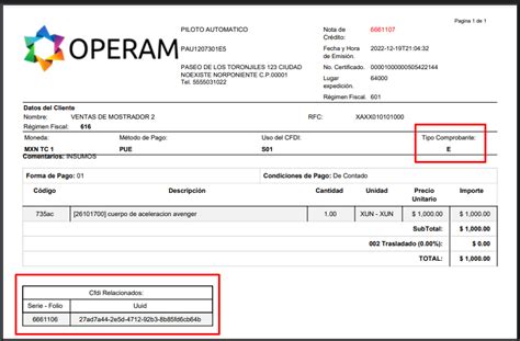 Nota De Crédito Para Facturas Globales Operam Erp