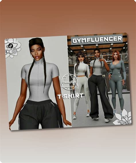 Gymfluencer Collection T Shirt Sims 4 Cc In 2024 Sweatpants And Crop Top Sims 4 Clothing