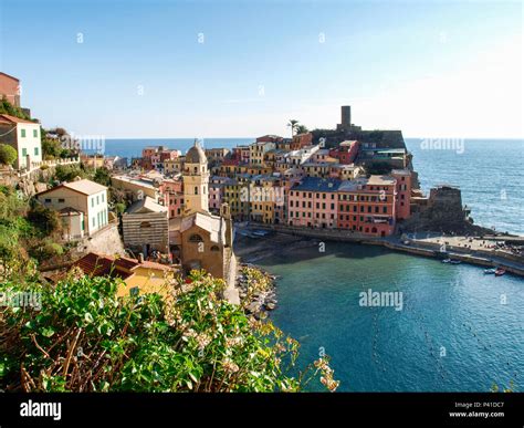 Vernazza Italy Ancient Village On The Eastern Ligurian Coast Colored