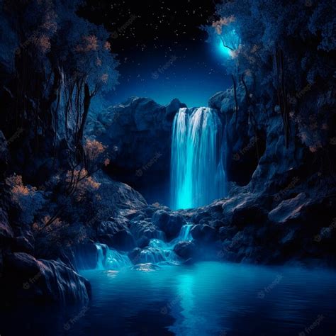 Premium Photo | A waterfall in the night sky