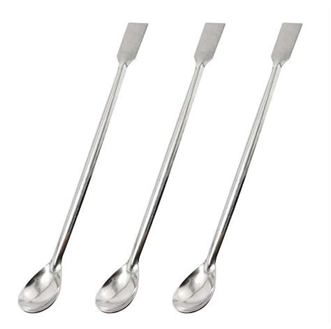 Maxmoral 3pcs Laboratory Spoon Spatula 2 In 1 Stainless Steel Lab