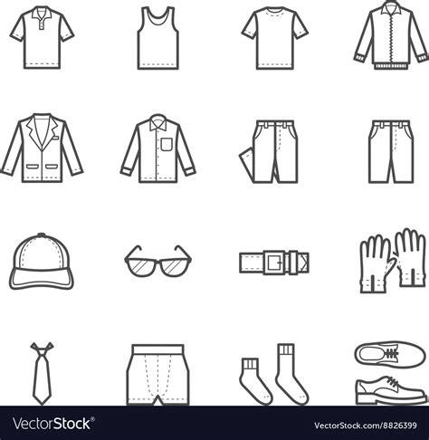 Men Clothing Icons Royalty Free Vector Image Vectorstock