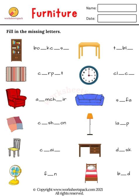 Furniture Vocabulary Worksheets Worksheetspack