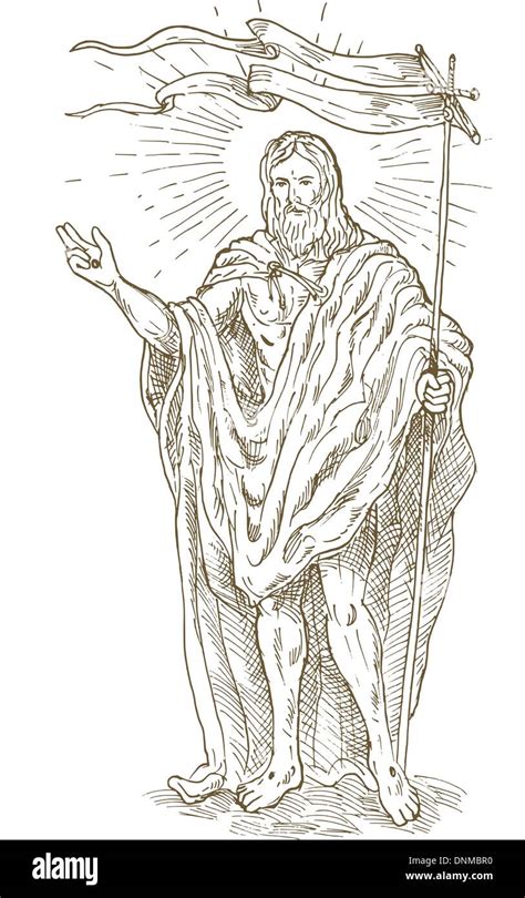 Hand Sketch Drawing Illustration Of The The Risen Or Resurrected Jesus