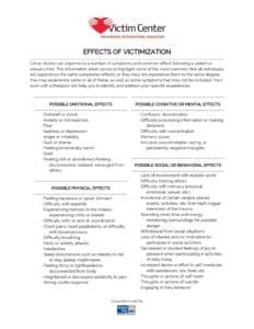 Effects of Victimization | The Victim Center