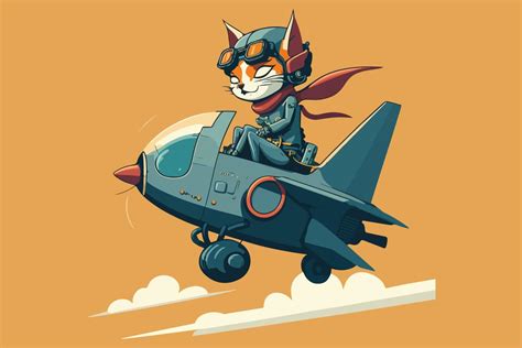 Cat riding a plane vector illustration 22327159 Vector Art at Vecteezy