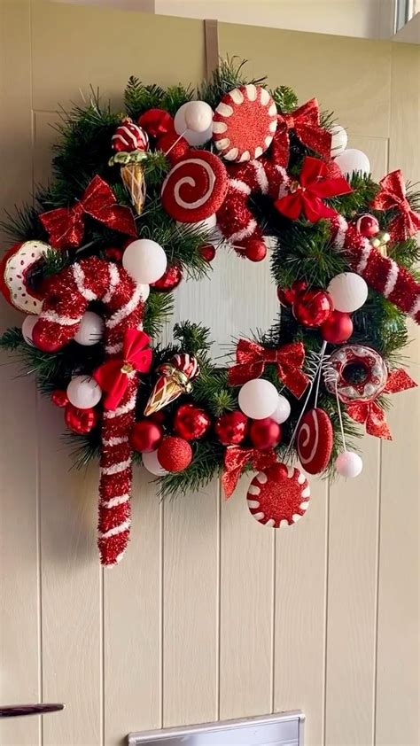 Candy Cane Christmas Wreath [video] Pequeños Regalos De Navidad