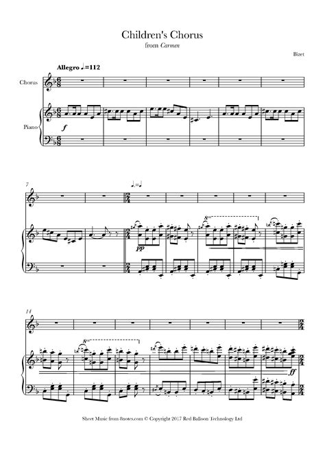 Bizet, Georges - Children's Chorus from Carmen Sheet music for Choir ...