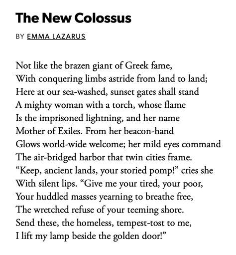 [POEM] The New Colossus by Emma Lazarus : r/Poetry