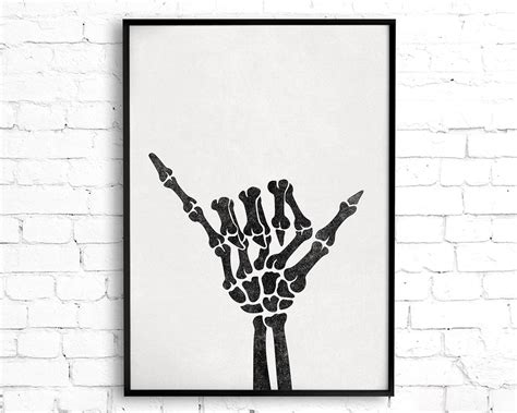 Skeleton Shaka Printable Wall Art Hang Loose Skeleton Hand Etsy