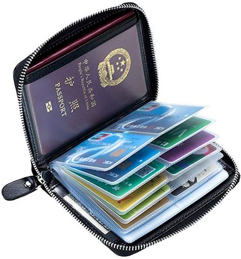 Aladin Rfid Blocking Double Passport Holder And 40 Slots Leather Credit Card Case P