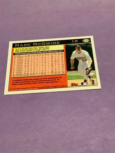 1997 Topps 62 Mark Mcgwire For Sale Online Ebay