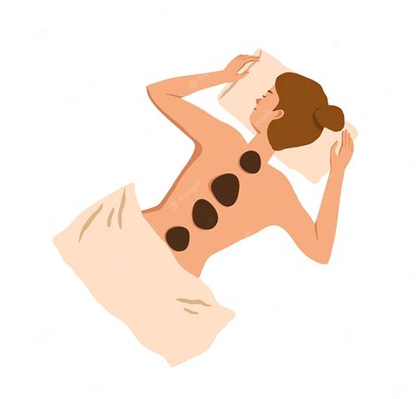 Premium Vector Relaxed Woman Resting During Stone Massage Therapy In