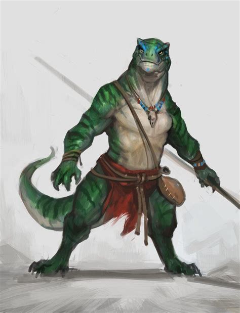 Male Iruzi Lizardfolk Barbarian Pathfinder E Pfrpg Pfsrd Dnd D D