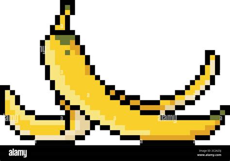 Vector Pixel Art Banana Peel Isolated Cartoon Stock Vector Image And Art Alamy