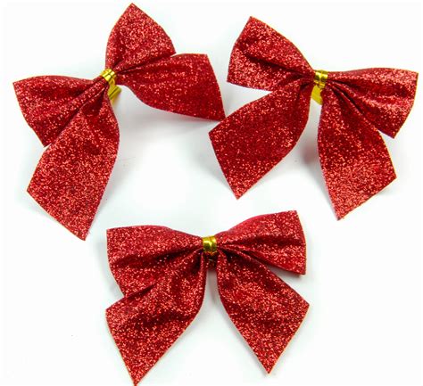 Kokardki brokatowe 12 sztuk - czerwone IGA-TEX PASMANTERIA