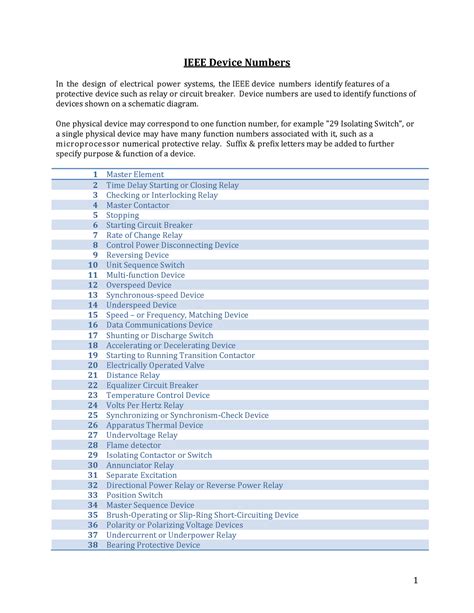 Ieee Numbers Ee Ieee No Ieee Device Numbers In The Design Of