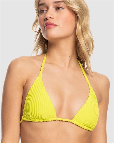 Roxy Womens Happy Rib Tiki Tri Bikini Top Evening Primrose Surfstitch