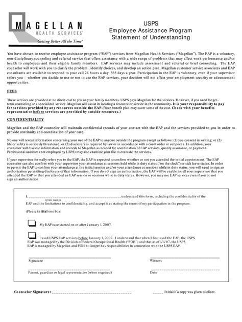 Usps Employee Assistance Program Statement Of Understanding Fill Out