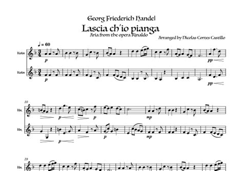 Handel Lascia Ch Io Pianga For Violin Duet Sheet Music George Frideric Handel Violin Duet