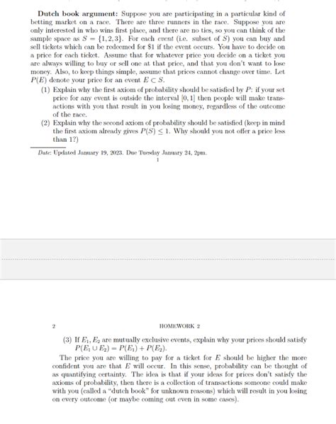 Solved Dutch book argument: Suppose you are participating in | Chegg.com