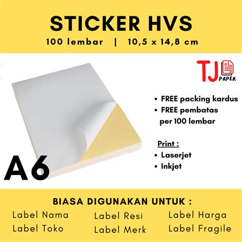 Jual Sticker Hvs Isi 100 Lembar A6 Lintec Sticker Doff Stiker Resi