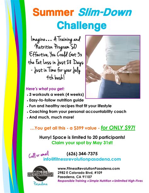 Fitness Revolution Launches A Summer Slim Down Challenge Pasadena