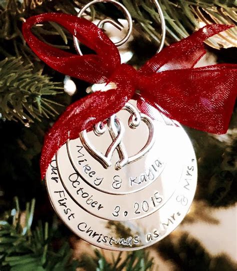 Personalized First Christmas Ornament Our First Christams as Mr and Mrs Husband and Wife First ...