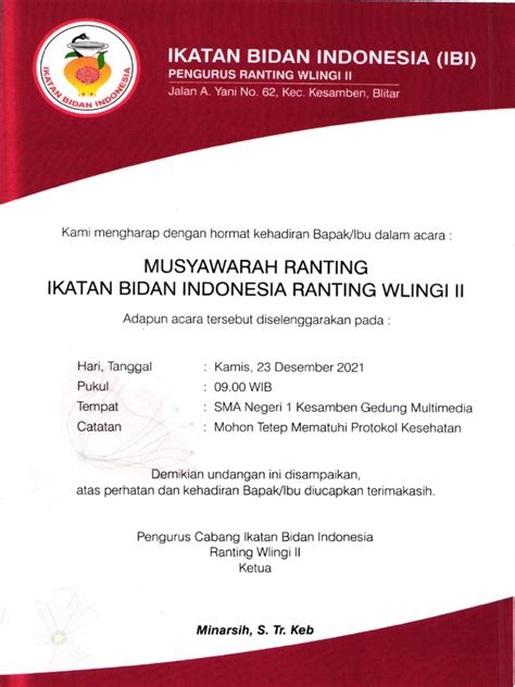 undangan musyawarah ranting ibi