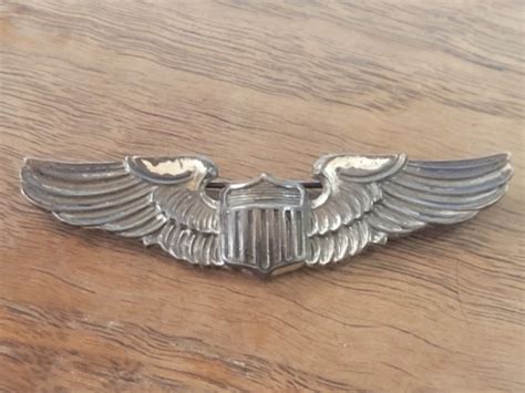 Vintage Sterling Silver Wwii Usaaf Army Air Force Amico Pilot Wing Pin Back 3 Ebay