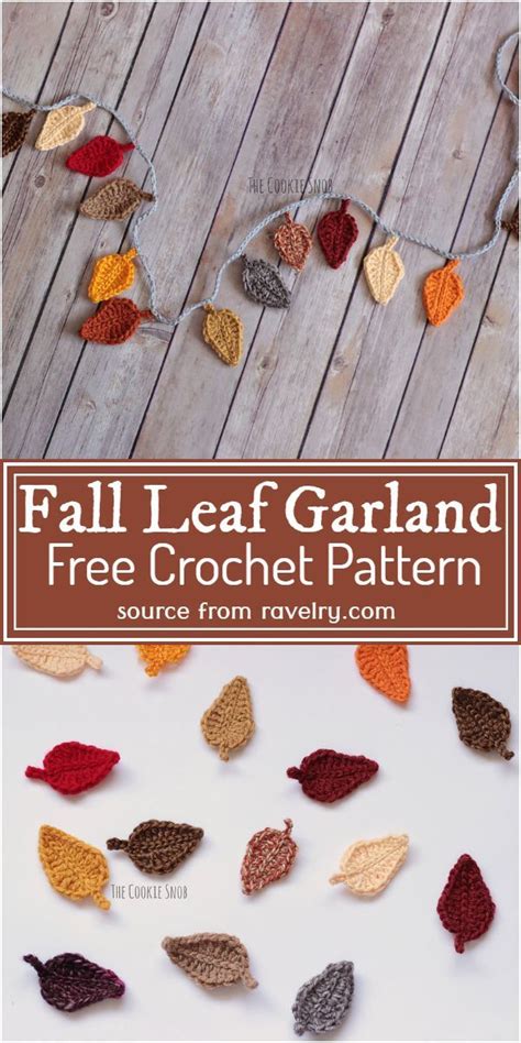 Free Crochet Fall Leaf Garland Pattern #freecrochetpattern # ...