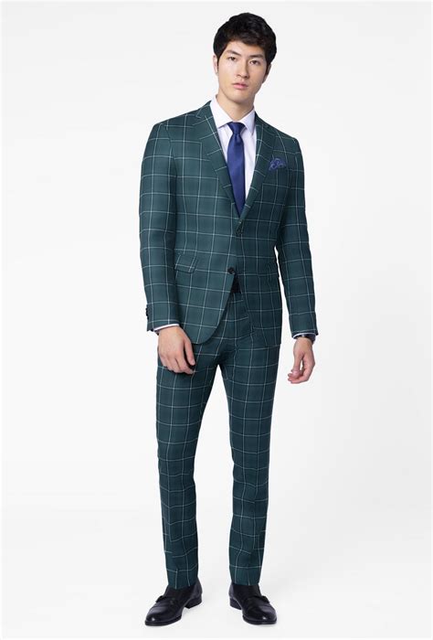 Custom Suits Made For You Durham Windowpane Hunter Green Suit Indochino