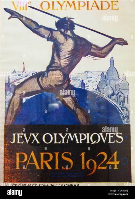 Paris Vintage Olympic Games Poster Javelin Stock Photo Alamy