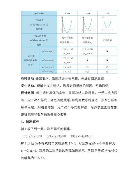 中职数学高教版（2021）基础模块上册第2章 不等式2 3 一元二次不等式教案 教习网 教案下载