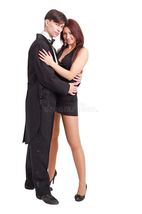 Young Couple Standing Against White Background Stock Image Image Of