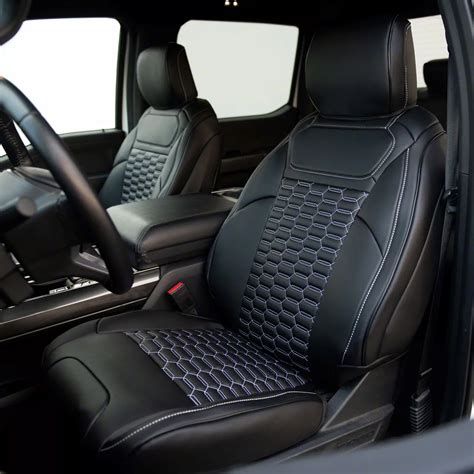 F Premium Artificial Leather Front And Rear Seat Covers All Black