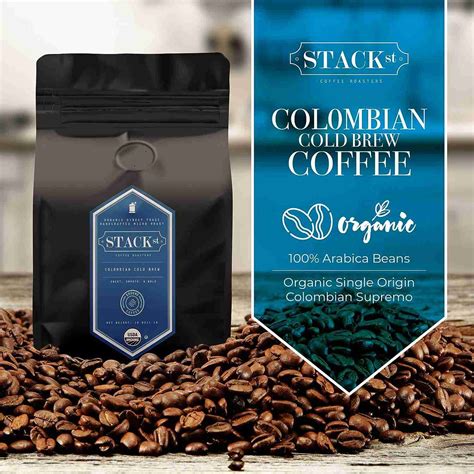 Organic Cold Brew Coffee Coarse Ground 1 Lb Colombian Supremo Reserve Flavor Dark Roast Coarse